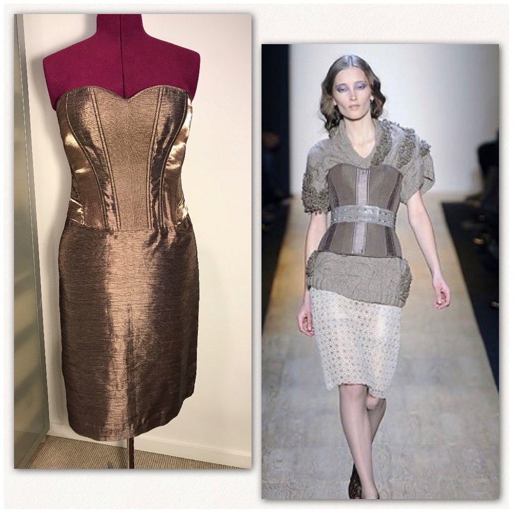 Max Azria (BCBG) champagne strapless dress. NWT
